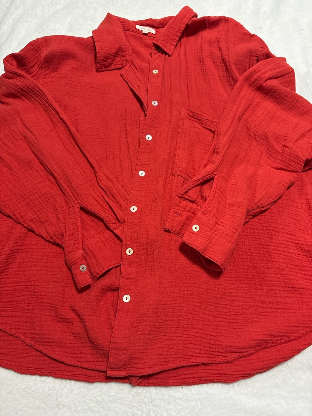 Maurices Red Button-Down Gauze Shirt
